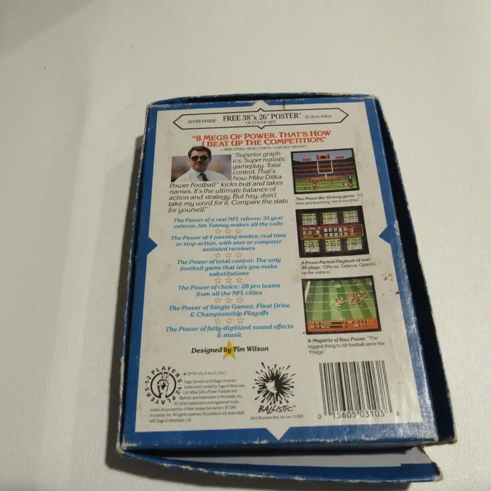 MIKE DITKA POWER FOOTBALL SEGA GENESIS COMPLETE‎ WITH MANUAL 1